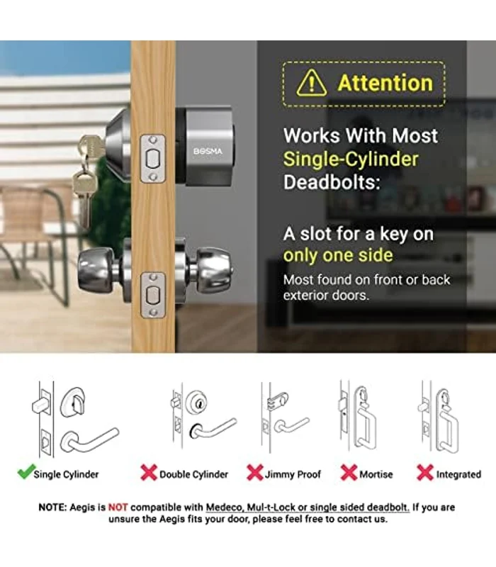 Bosma Aegis Smart Door Lock w/Wi-Fi Gateway, Auto-Unlock & Auto-Lock