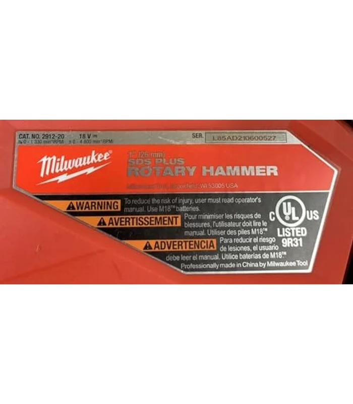 Milwaukee 2912-20 M18 Fuel 18V 1" Sds Plus Brushless Rotary Hammer